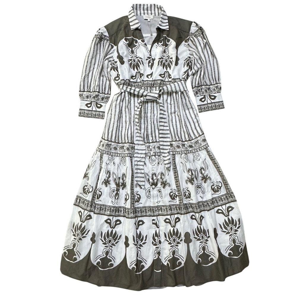 Cleobella Tavia Tiered‎ Maxi Dress M Organic Cotton Sable Print Boho Cottagecore